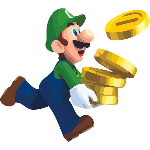 Design With Vinyl Luigi Gold Coin Super Mario Bros Arcade Game Wall Sticker