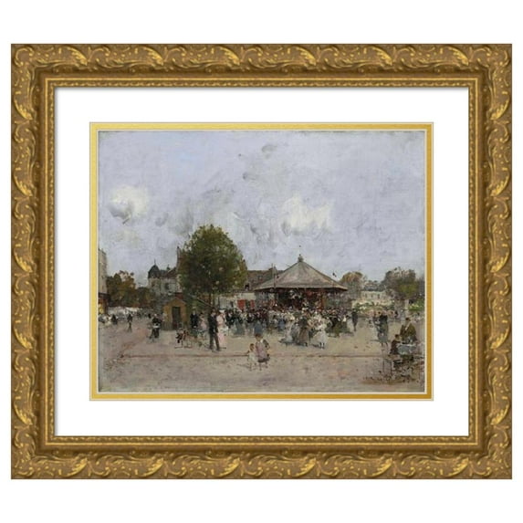 Luigi Loir 14x12 Gold Ornate Wood Frame and Double Matted Museum Art Print Titled - Funfair