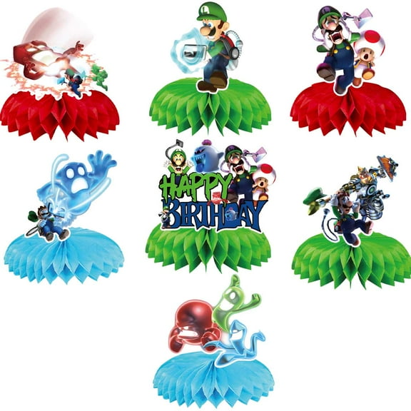 Luigi Mansion Honeycomb Centerpieces Table Toppers Decorations for Birthday Party Decor Supplies
