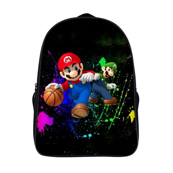 Luigi Mario Basic Backpack Schoolbag Travel Bag 2 Compartment Bookbag Laptop Daypack Satchel Rucksack 16 Inch