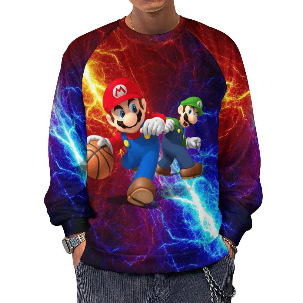 Luigi Hoodie Adult Men's Nintendo Mario Luigi Pull Over Hoodie Red