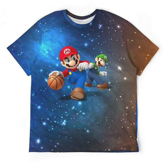 Luigi Mario Unisex Short-sleeve Shirt For Men Women Novelty 3D Print T-Shirt Soft Comfortable Tee Shirts
