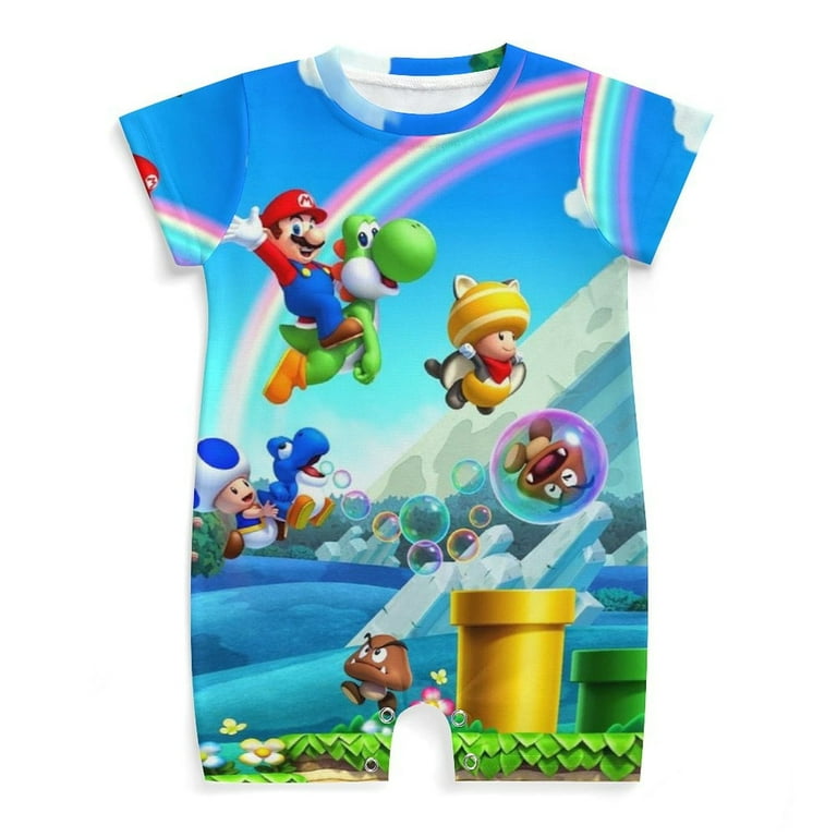 Luigi Super Mario Baby One-Piece Rompers Short Sleeve Bodysuits - Main Image