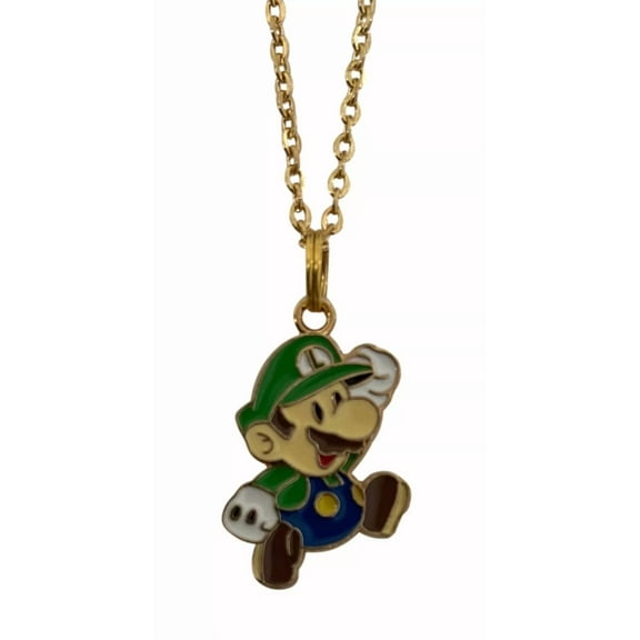 Luigi Super Mario Enamel Metal Pendant Necklace