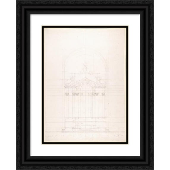 Luigi Vanvitelli 18x24 Black Ornate Framed Double Matted Museum Art Print Titled: Design for the High Altar of the Gesu Nuovo, Naples (1700-1773)