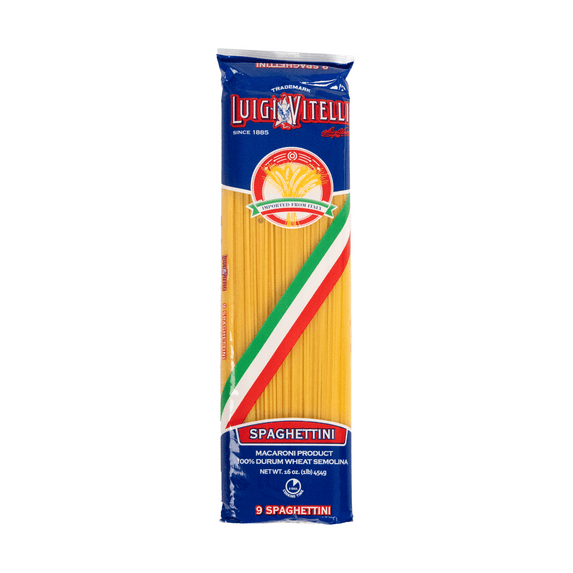 Luigi Vitelli Spaghettini Thin Spaghetti Pasta, 16oz, Shelf Stable, Egg Free, Plastic Bag, New
