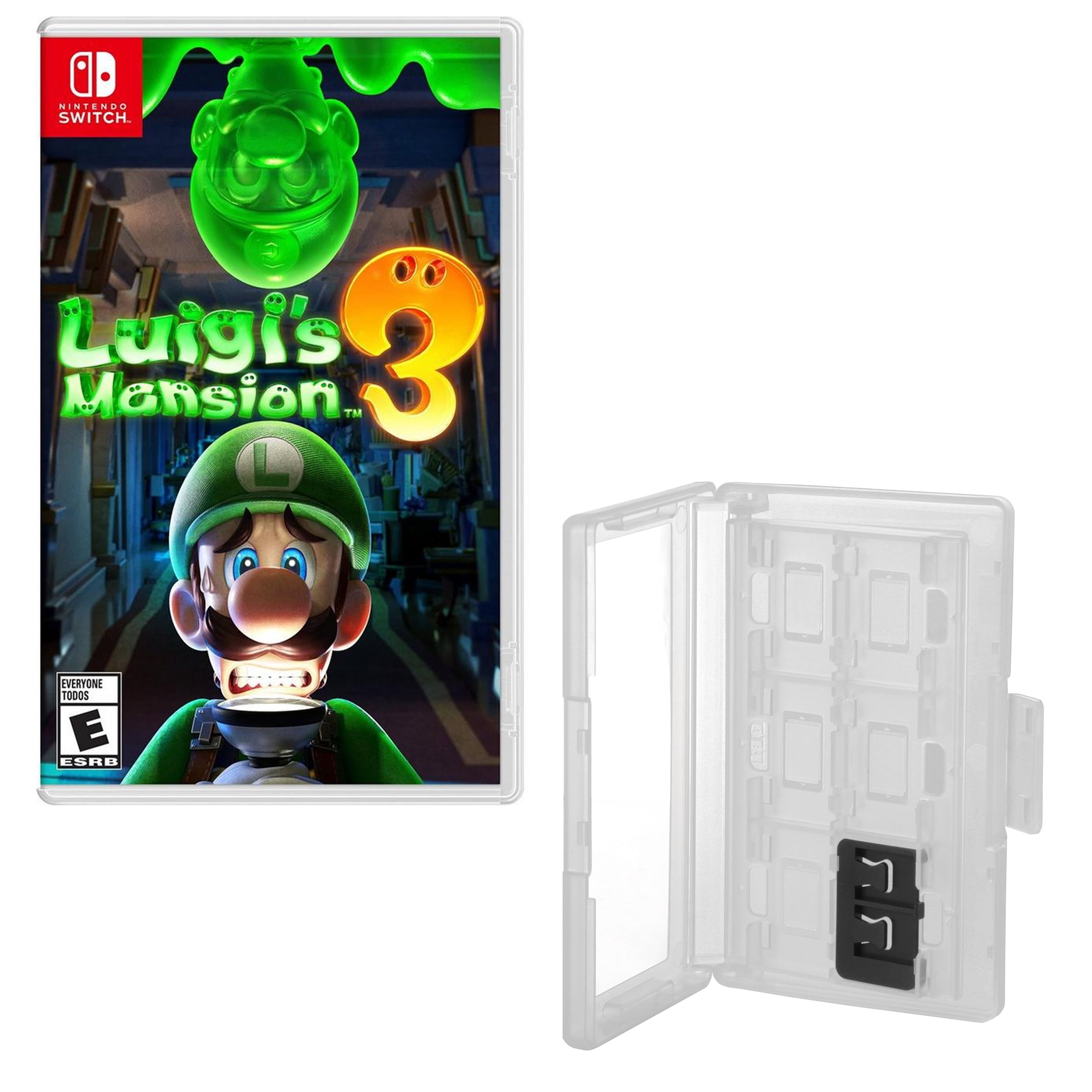Luigi\'s Mansion 3 with Game Caddy for 12 Games for Nintendo Switch