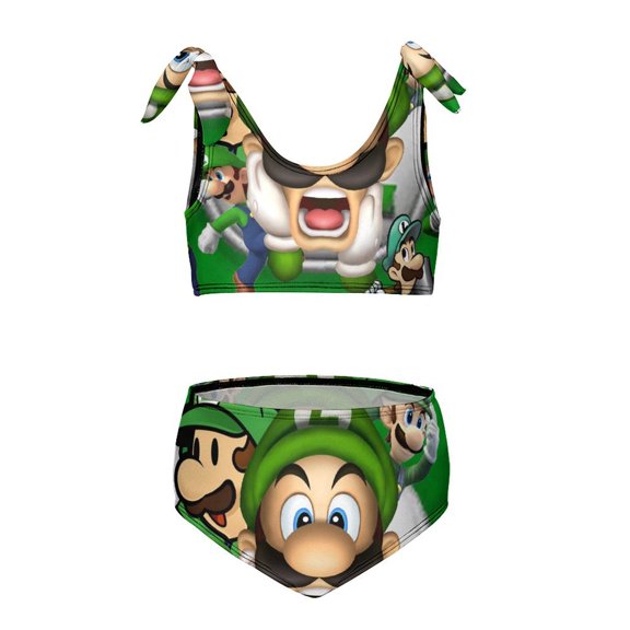 Luigi's Mansion Adventure Kid's Swimwear Two Piece Swimsuit Summer Beach Vacation Girls Bikini Sets Bathing Suit
