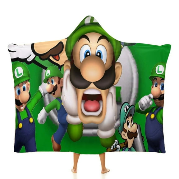 Luigi's Mansion Adventure Soft Wearable Blanket Hoodie Hooded Blanket Warm Decor Gift For Kids Adult For Sofa Bed Office