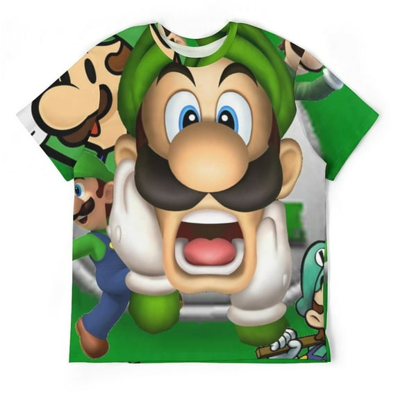 Luigi's Mansion Adventure Unisex Short-sleeve Shirt For Men Women Novelty 3D Print T-Shirt Soft Comfortable Tee Shirts