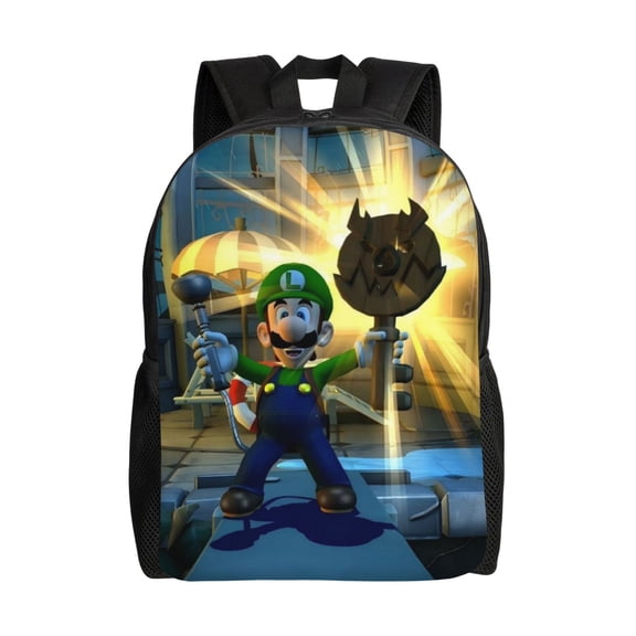 Luigi's Mansion Backpack Lightweight Daypack Large Capacity Travel Work College Back Pack Novelty Book Bag Laptop Bag