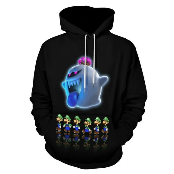Luigi's Mansion Boo Game Fashion Sweatshirts Hoodies For Mens And Womens 3D Printing Hoody Pullover Winter Daily Unisex Adult Hooded Clothes With Drawstring And Pocket
