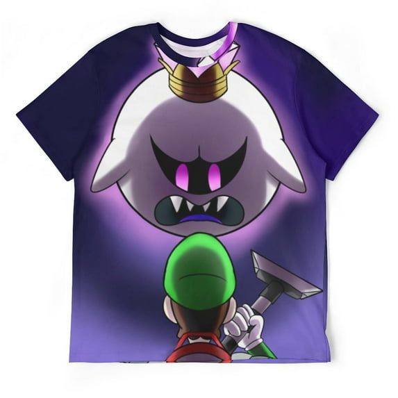 Luigi's Mansion Boo Game Unisex Short-sleeve Shirt For Men Women Novelty 3D Print T-Shirt Soft Comfortable Tee Shirts
