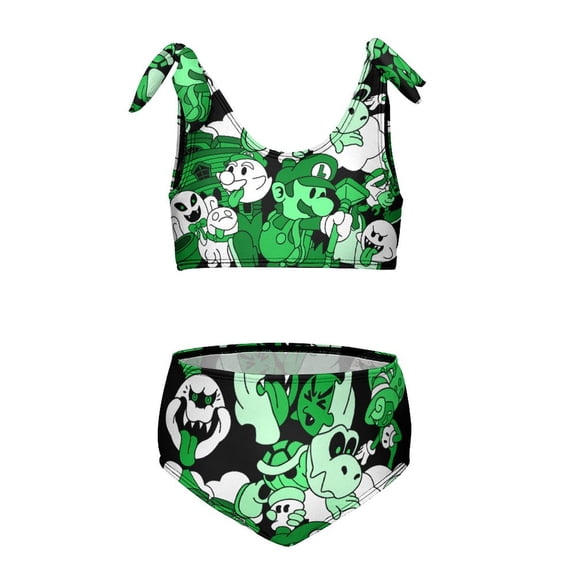 Luigi's Mansion Boo Scary Kid's Swimwear Two Piece Swimsuit Summer Beach Vacation Girls Bikini Sets Bathing Suit