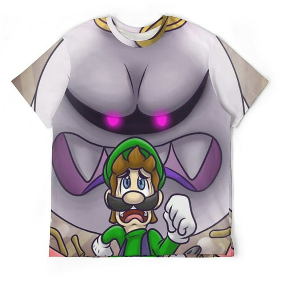 Luigi's Mansion Boo Unisex Short-sleeve Shirt For Men Women Novelty 3D Print T-Shirt Soft Comfortable Tee Shirts