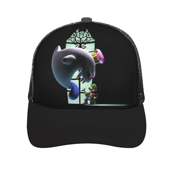 Luigi's Mansion Caps Breathable Baseball Cap Dad Hat Adjustable Casual Trucker Caps for Outdoor Running Workouts
