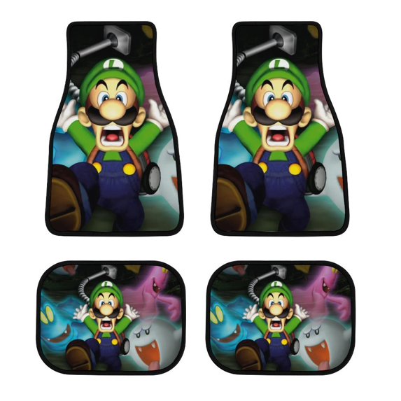 Luigi's Mansion Car Floor Mats 4PC Set Anti Skid Vehicle Floor Mat Car Carpet for Front Rear Seats Universal Auto Interior Accessories