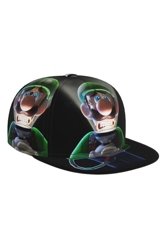 Luigi-s Mansion Flat Brim Bill Baseball Cap Adjustable Hat Hip Hop Caps for Dad Men Women