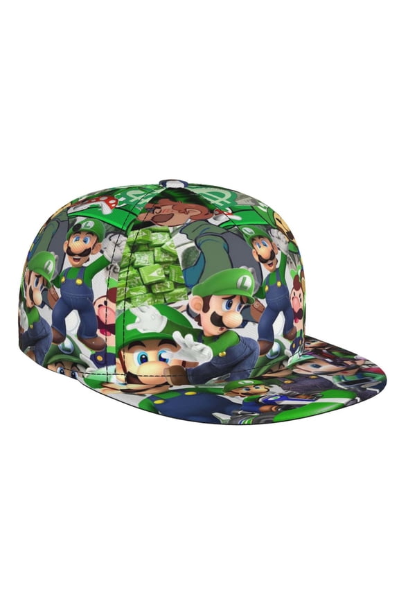 Luigi-s Mansion Flat Brim Bill Baseball Cap Adjustable Hat Hip Hop Caps for Dad Men Women