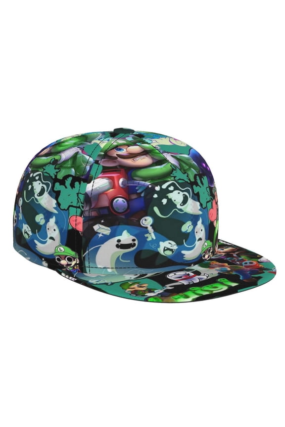 Luigi-s Mansion Flat Brim Bill Baseball Cap Adjustable Hat Hip Hop Caps for Dad Men Women
