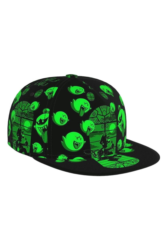 Luigi-s Mansion Flat Brim Bill Baseball Cap Adjustable Hat Hip Hop Caps for Dad Men Women