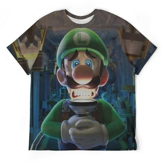 Luigi's Mansion Frightened Unisex Short-sleeve Shirt For Men Women Novelty 3D Print T-Shirt Soft Comfortable Tee Shirts