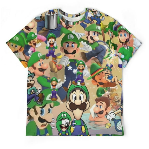 Luigi's Mansion Game Cartoon Unisex Short-sleeve Shirt For Men Women Novelty 3D Print T-Shirt Soft Comfortable Tee Shirts