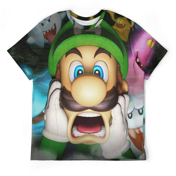 Luigi's Mansion Game Horror Unisex Short-sleeve Shirt For Men Women Novelty 3D Print T-Shirt Soft Comfortable Tee Shirts