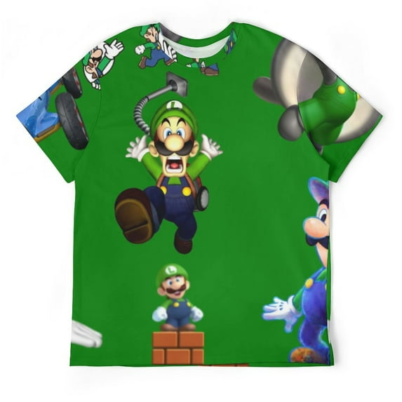 Luigi's Mansion Game Unisex Short-sleeve Shirt For Men Women Novelty 3D Print T-Shirt Soft Comfortable Tee Shirts