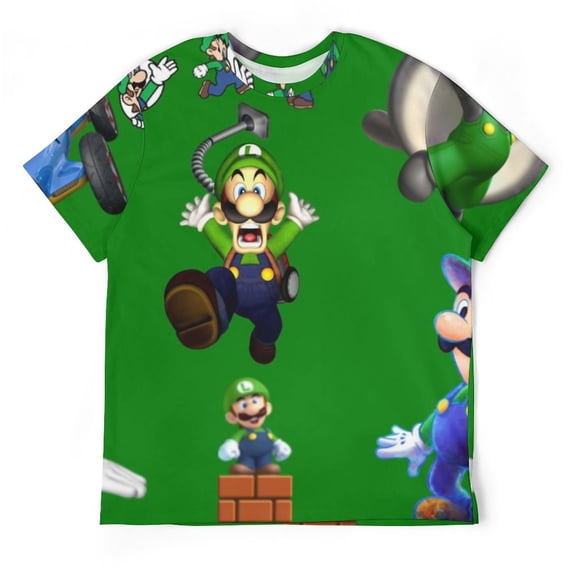 Luigi's Mansion Game Unisex Short-sleeve Shirt For Men Women Novelty 3D Print T-Shirt Soft Comfortable Tee Shirts