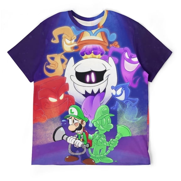 Luigi's Mansion Horror Unisex Short-sleeve Shirt For Men Women Novelty 3D Print T-Shirt Soft Comfortable Tee Shirts