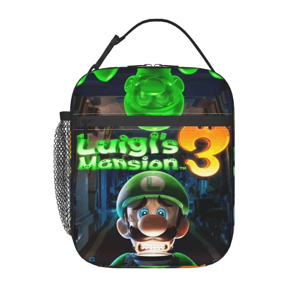 Luigi's Mansion Lunchbag Printed Tote Bags Insulated Lunch Box For Work Picnic Hiking Travel