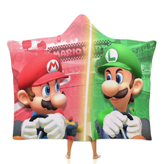 Luigi's Mansion Mario Game Soft Wearable Blanket Hoodie Hooded Blanket Warm Decor Gift For Kids Adult For Sofa Bed Office