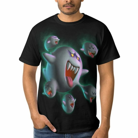 Luigi's Mansion Mens T-Shirt Short-Sleeved Shirts Round Neck Summer Tees Blouse for Outdoor S