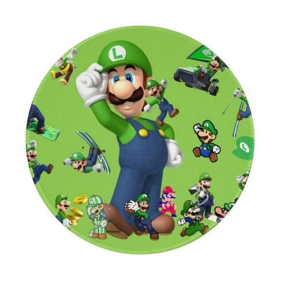 Luigi's Mansion Non-Slip Rubber Base Mouse Mat 8 Inch Round Mouse Pad With Stitched Edge For Working And Gaming 1