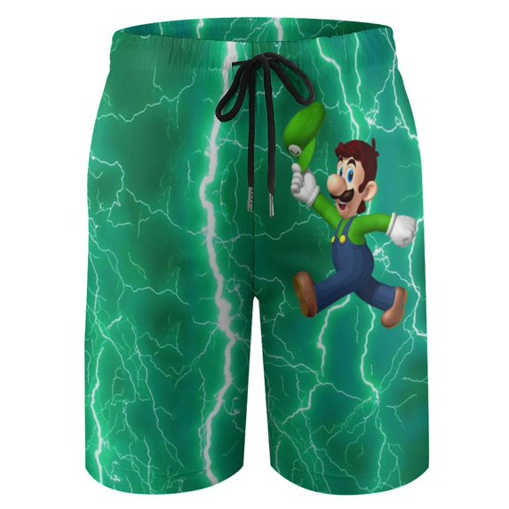 Luigi's Mansion Running Teen Board Shorts Summer Boy's Swim Trunks Drawstring Beach Short Swimsuits With Mesh Lining