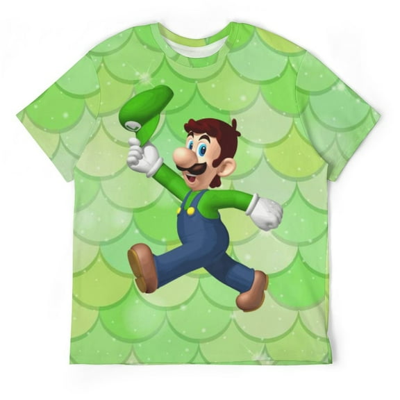 Luigi's Mansion Running Unisex Short-sleeve Shirt For Men Women Novelty 3D Print T-Shirt Soft Comfortable Tee Shirts