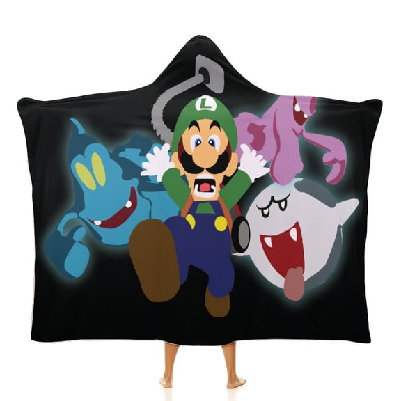 Luigi's Mansion Soft Wearable Blanket Hoodie Hooded Blanket Warm Decor Gift For Kids Adult For Sofa Bed Office