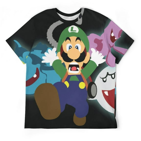Luigi's Mansion Unisex Short-sleeve Shirt For Men Women Novelty 3D Print T-Shirt Soft Comfortable Tee Shirts