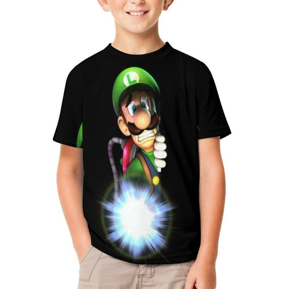 Luigi's Mansion Unisex T-Shirt for Boys Girls Short Sleeve Sports Top Breathable Blouse 3D Prints Tee Shirts Casual Children Clothing 100CM