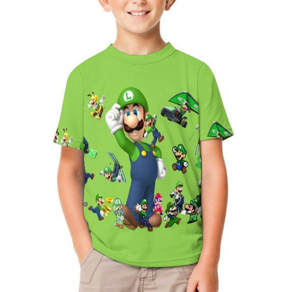 Luigi's Mansion Unisex T-Shirt for Boys Girls Short Sleeve Sports Top Breathable Blouse 3D Prints Tee Shirts Casual Children Clothing 100CM