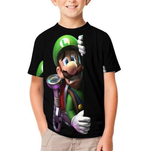 Luigi's Mansion Unisex T-Shirt for Boys Girls Short Sleeve Sports Top Breathable Blouse 3D Prints Tee Shirts Casual Children Clothing 100CM