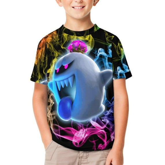 Luigi's Mansion Unisex T-Shirt for Boys Girls Short Sleeve Sports Top Breathable Blouse 3D Prints Tee Shirts Casual Children Clothing 100CM