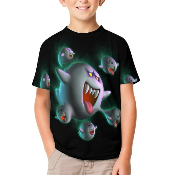 Luigi's Mansion Unisex T-Shirt for Boys Girls Short Sleeve Sports Top Breathable Blouse 3D Prints Tee Shirts Casual Children Clothing 130CM