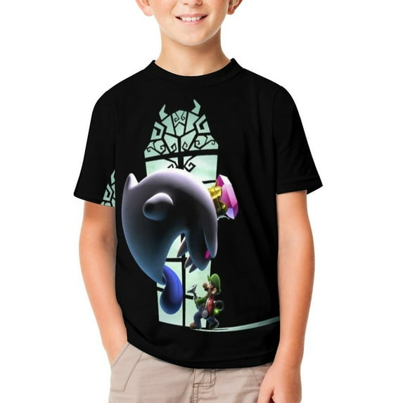 Luigi's Mansion Unisex T-Shirt for Boys Girls Short Sleeve Sports Top Breathable Blouse 3D Prints Tee Shirts Casual Children Clothing 130CM