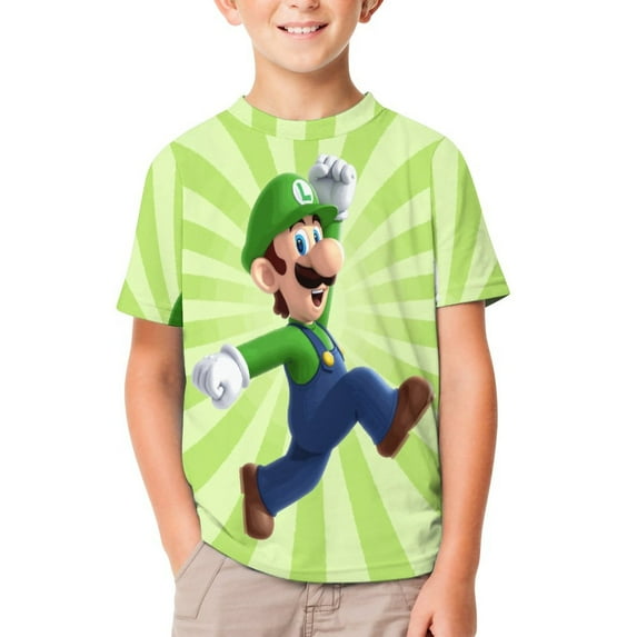Luigi's Mansion Unisex T-Shirt for Boys Girls Short Sleeve Sports Top Breathable Blouse 3D Prints Tee Shirts Casual Children Clothing 160CM