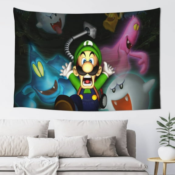 Luigi-s Mansion Wall Tapestry Poster for Bedroom Aesthetics Room Decor Flag Wall Hanging Dorm Living Room 60''x 40''