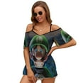 thumbnail image 1 of Luigi's Mansion Women's Cold Shoulder Tops T Shirts Chiffon Summer Off Shoulder Dress Short Sleeve Shirt S, 1 of 6