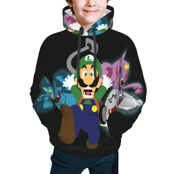 Luigi's Mansion Youth Hoodies Sweatshirt Teen Pullover Hooded Clothes With Pocket For Boys Girls Clothing