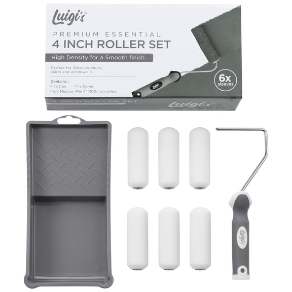 Luigis Small Paint Roller Set  6 Pack Mini Foam Rollers with Paint Tray & Brush  Ideal for Gloss, Walls & Touch-Ups